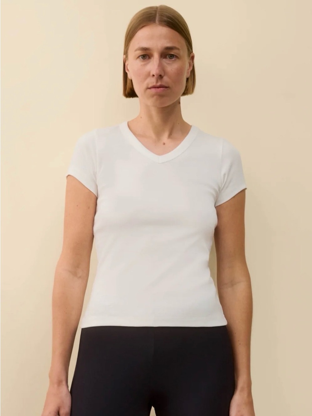Classic White V-Neck Short Sleeve Top